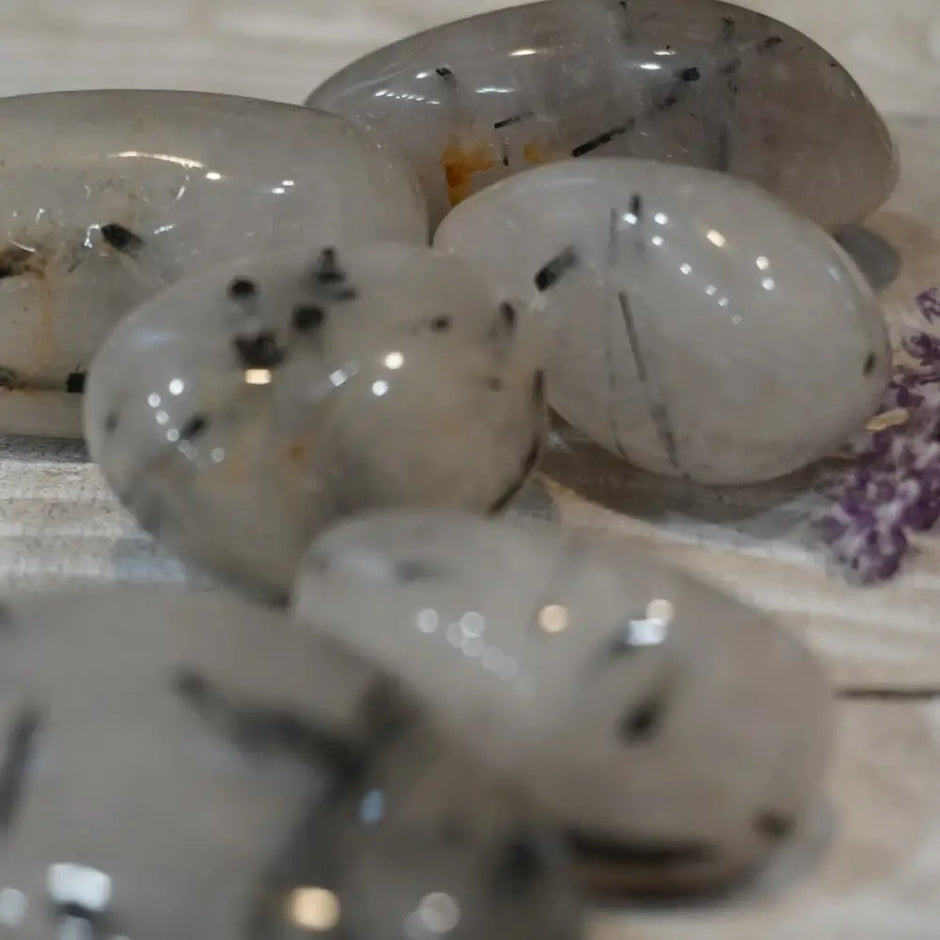Black Tourmaline Quartz Tumbles - Tumbles