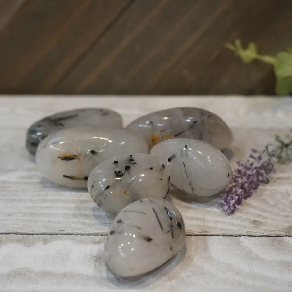 Black Tourmaline Quartz Tumbles - Tumbles