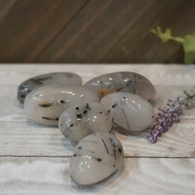 Black Tourmaline Quartz Tumbles - Tumbles