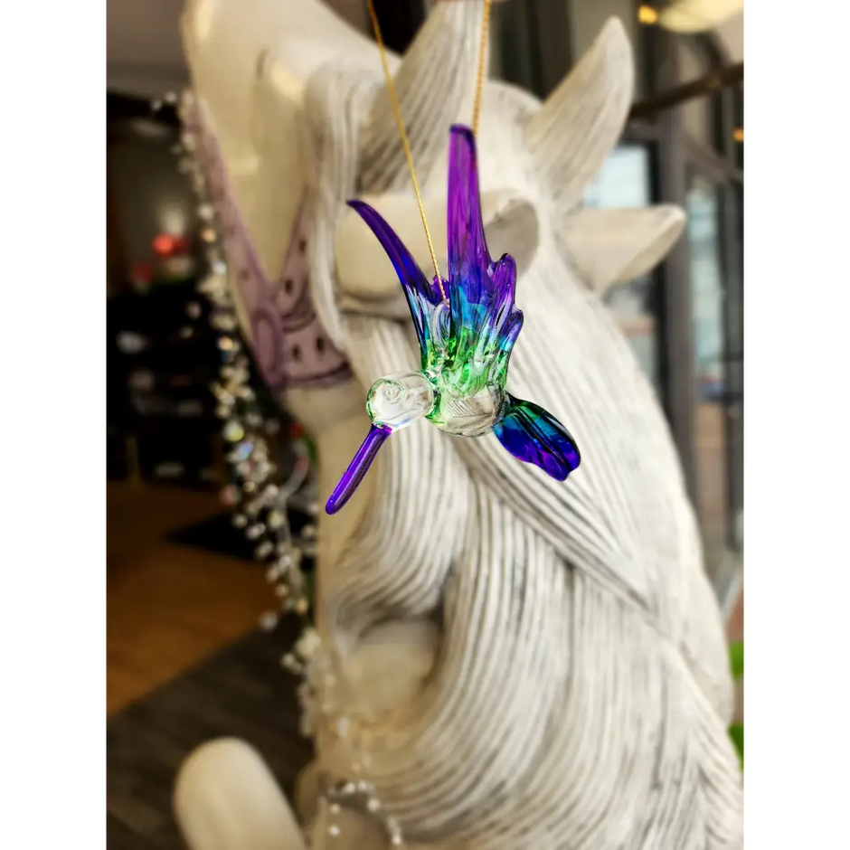 🌸 Blown Glass Hummingbirds - 3.5’’ 🌈 - Purple/Green - Home Decor