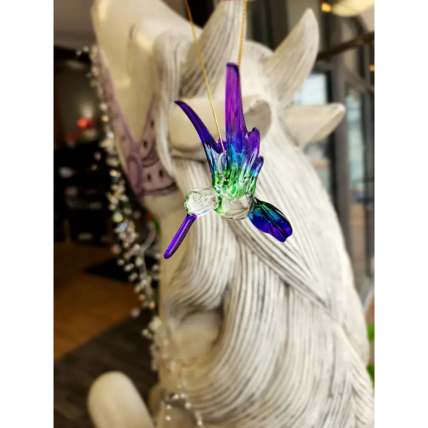 🌸 Blown Glass Hummingbirds - 3.5’’ 🌈 - Purple/Green - Home Decor