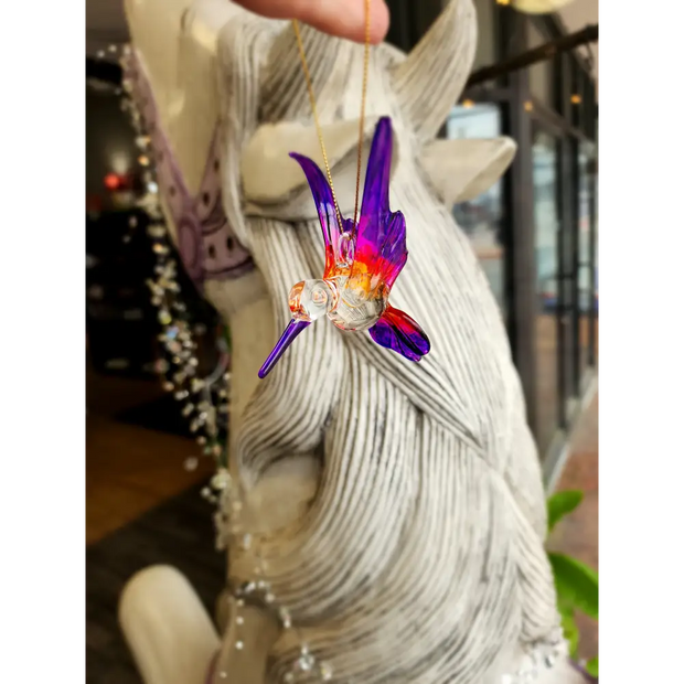 🌸 Blown Glass Hummingbirds - 3.5’’ 🌈 - Purple/Red - Home Decor