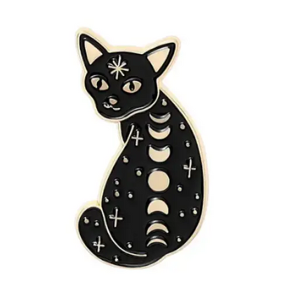 BROOCH LAPEL ENAMEL Magical Pins Pin (Page 1) - Kitty with Moon Phases - Clothing & Apparel