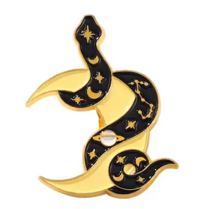 BROOCH LAPEL ENAMEL Magical Pins Pin (Page 1) - Snake on Moon - Clothing & Apparel