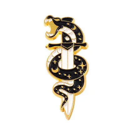 BROOCH LAPEL ENAMEL Magical Pins Pin (Page 1) - Snake on Sword - Clothing & Apparel