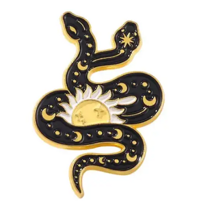 BROOCH LAPEL ENAMEL Magical Pins Pin (Page 1) - Snake with Sun - Clothing & Apparel