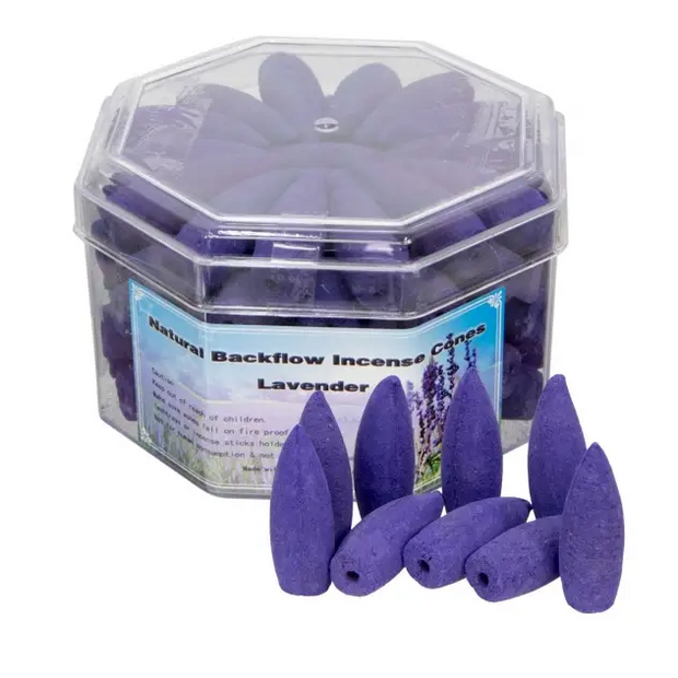 Bulk Backflow Essential Oil Incense Cones (70 cones) - Lavender Essential Oil Cones - Incense & Burners