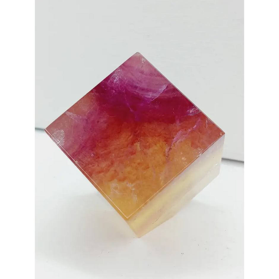 🍬✨ Candy Fluorite Cube 1.5 Inch – Focus Balance and Sacred Geometry 🌈 - 1.5’’ Square Candy Fluorite Cube - Tumbles