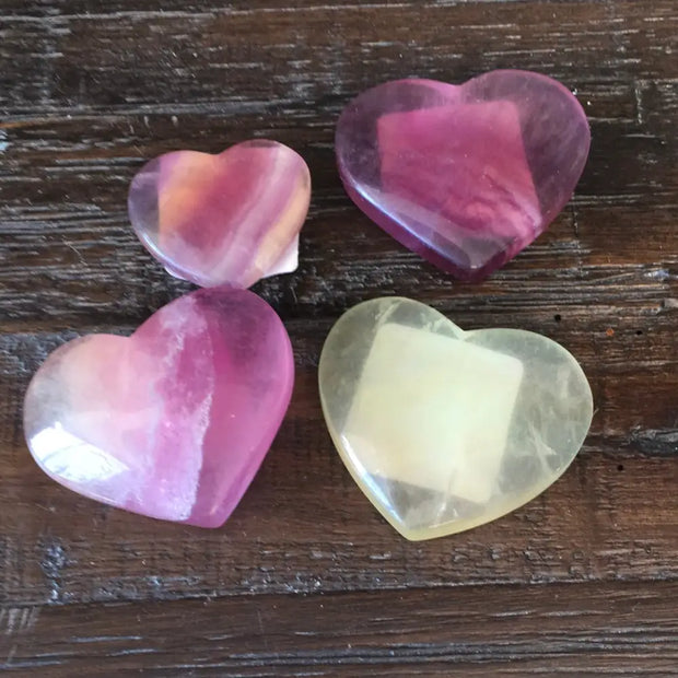 Candy Fluorite Hearts - Candy Fluorite Heart 1.25’’- 1.75’’ - Carvings