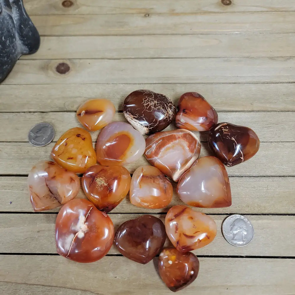 Carnelian Hearts - Carvings