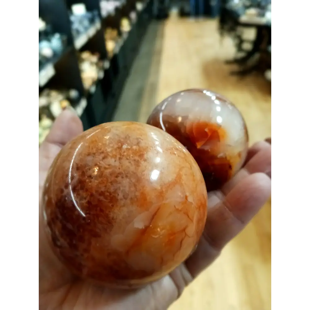 🔥🧡 Carnelian Spheres (3’’) – Ignite Confidence and Creative Energy! 🧡🔥 - Spheres