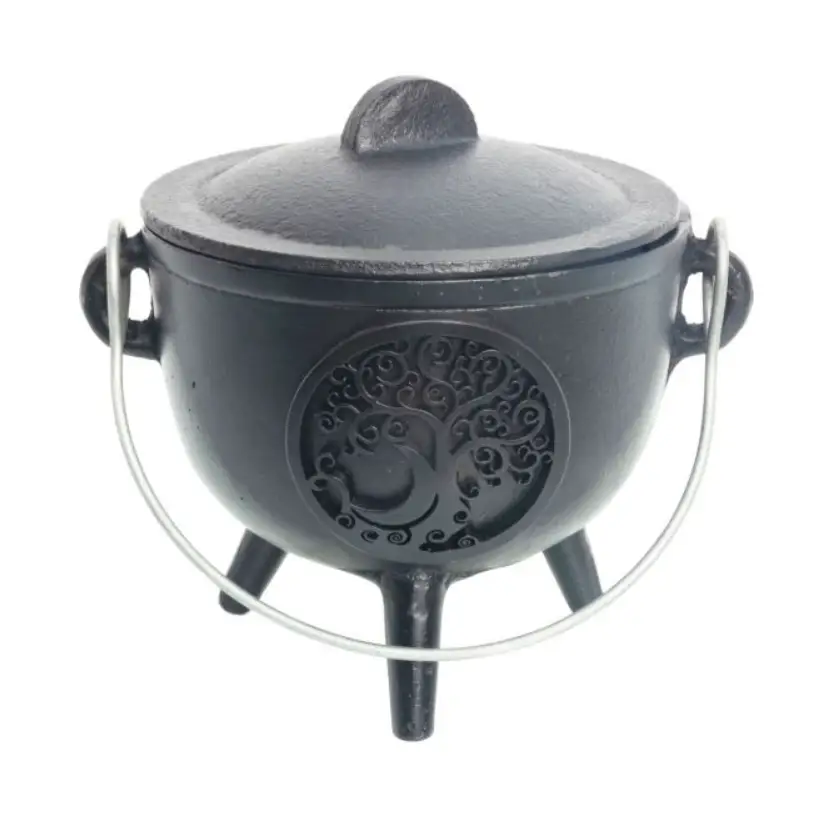Cast Iron Cauldron Small 4.5in Tree of Life - Ritual Supplies