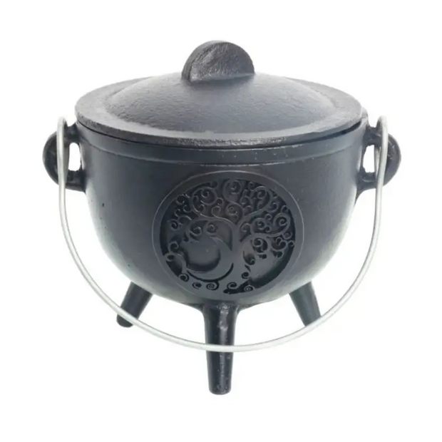 Cast Iron Cauldron Small 4.5in Tree of Life - Ritual Supplies