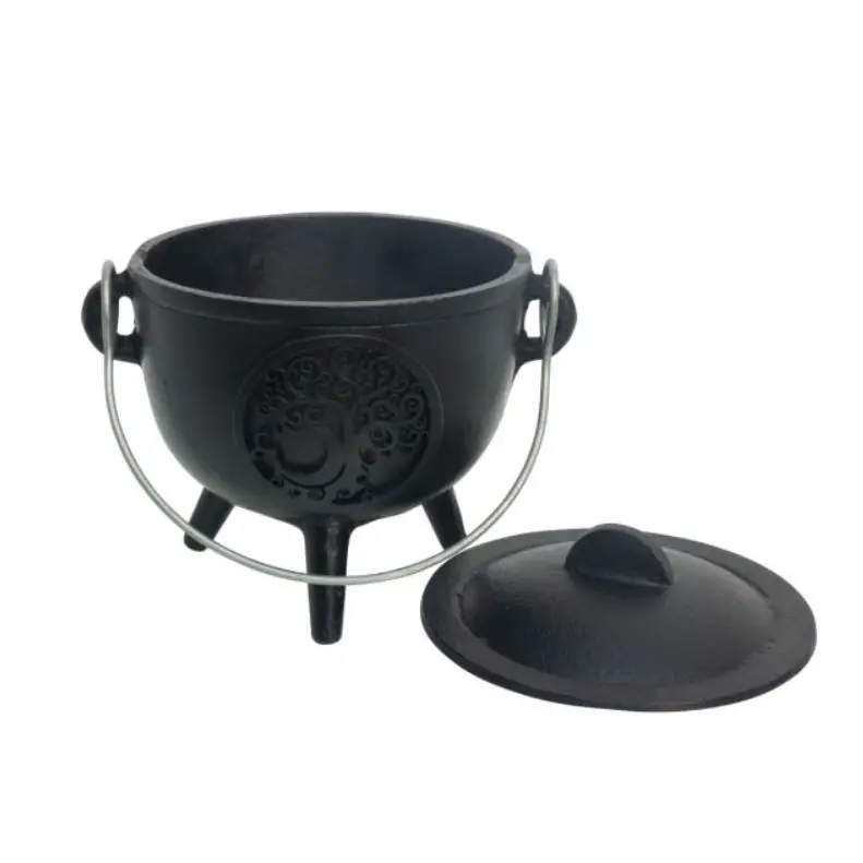 Cast Iron Cauldron Small 4.5in Tree of Life - Ritual Supplies