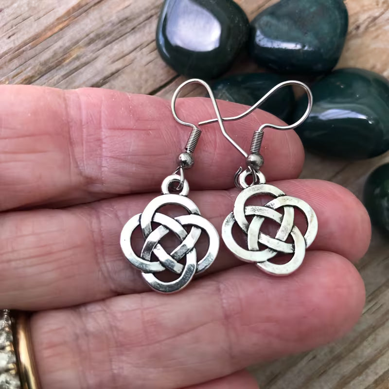 Celtic Knot Drop Earrings – Irish Woven Knot Earrings (Symbol of Eternal Love) – .79