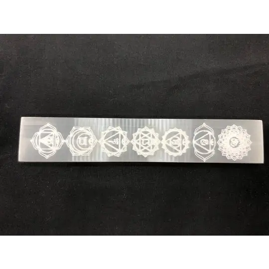 CHAKRA Selenite Charging Plate - Carvings