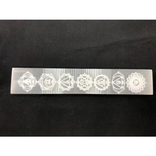 CHAKRA Selenite Charging Plate - Carvings
