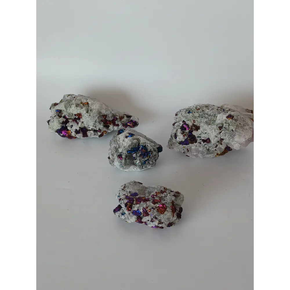 🦚✨ Chalcopyrite (Peacock Ore) with Calcite & Quartz – Joyful Transformation Amplified Energy & Spiritual Clarity! ✨🦚