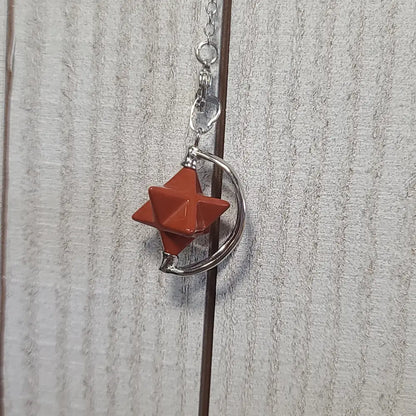 Crescent Moon Pendulum - Red Jasper - Pendulums & Mats