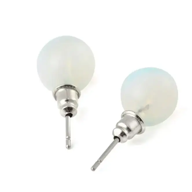 6MM & 8MM Bead Crystal Earrings - 8MM Opalite - Jewelry