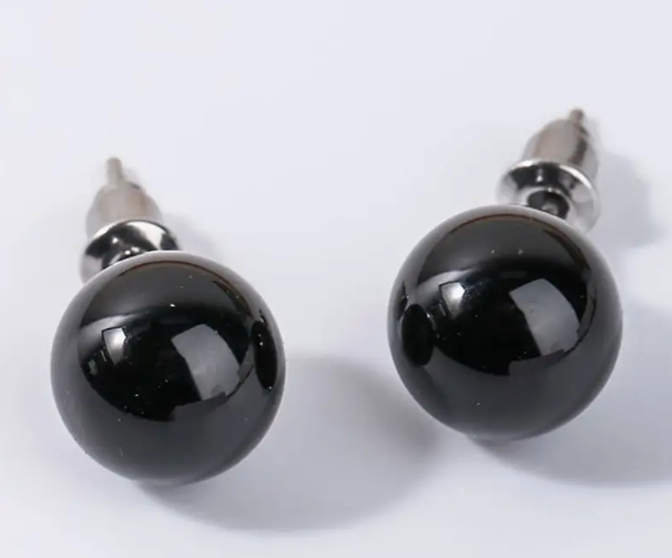 6MM & 8MM Bead Crystal Earrings - 8MM Obsidian - Jewelry