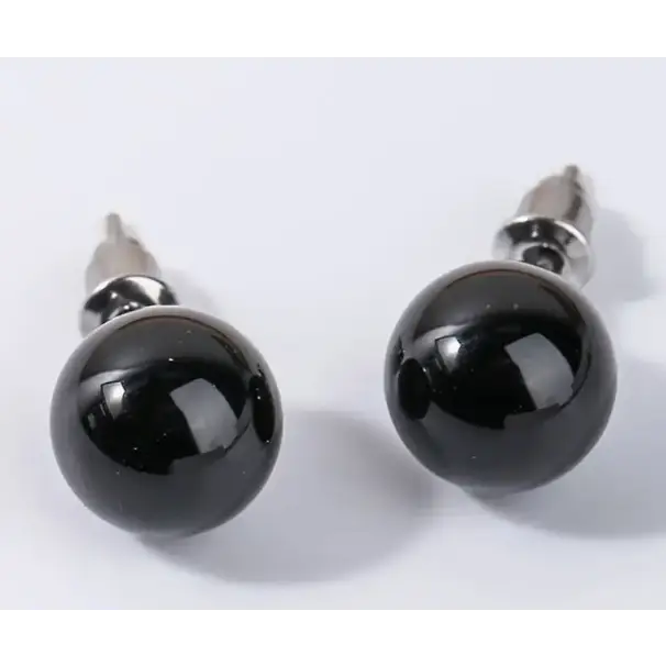 6MM & 8MM Bead Crystal Earrings - 8MM Obsidian - Jewelry