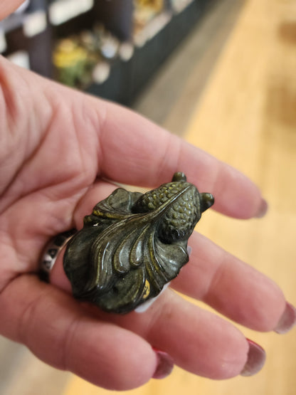 🐟✨ Crystal Koi Collection (2’’) – Abundance Transformation & Good Fortune! 💎 - Gold Sheen Obsidian - Carvings