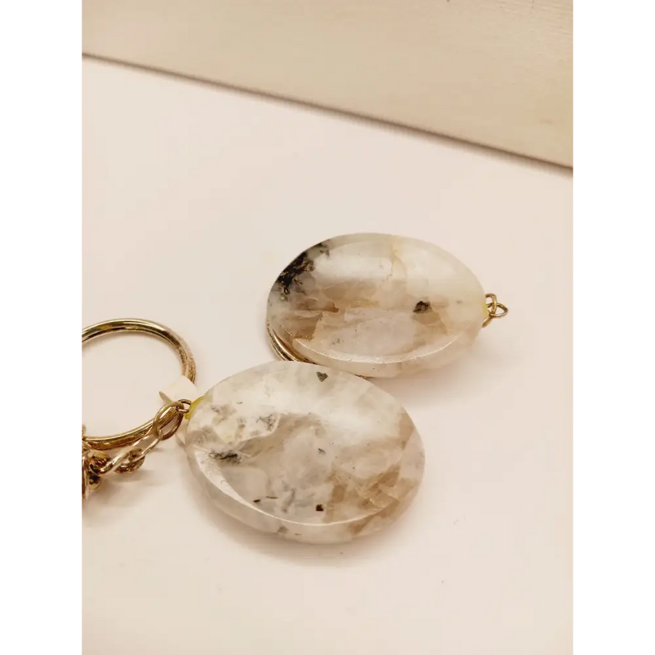 🔑✨ Crystal Worry Stone Keychain – Calming Energy On the Go! 🌙 - Jewelry