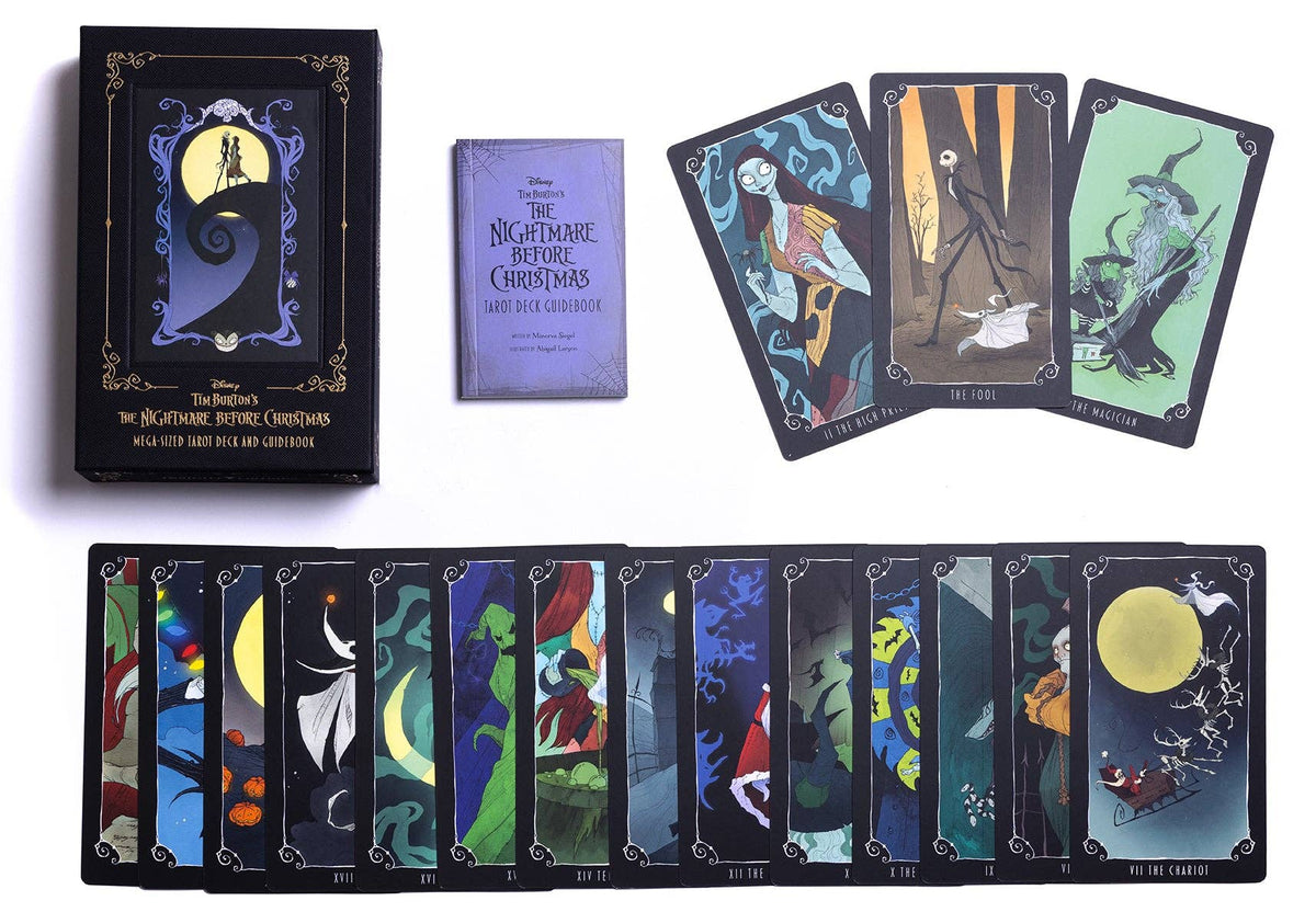 Disney Tim Burton’s The Nightmare Before Christmas Tarot Deck and Guidebook (Large Format Deluxe Set) – 78 Cards, 128-Page Guidebook, Card Stand, and Velvet Pouch