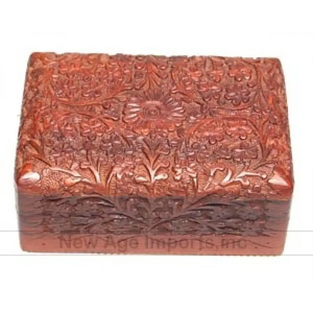 Deep Carved Wooden Box 4x6’’ - Boxes & Chests
