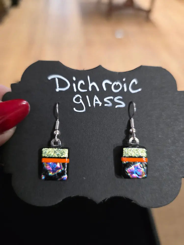 🌈✨ Dichroic Glass Earrings – Iridescent Color Magical Sparkle and Wearable Art! 🔮 Pair 5