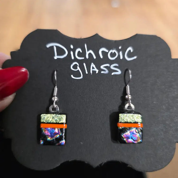 🌈✨ Dichroic Glass Earrings – Iridescent Color Magical Sparkle and Wearable Art! 🔮 Pair 5