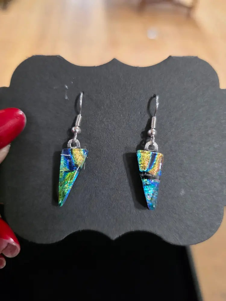 🌈✨ Dichroic Glass Earrings – Iridescent Color Magical Sparkle and Wearable Art! 🔮 Pair 4