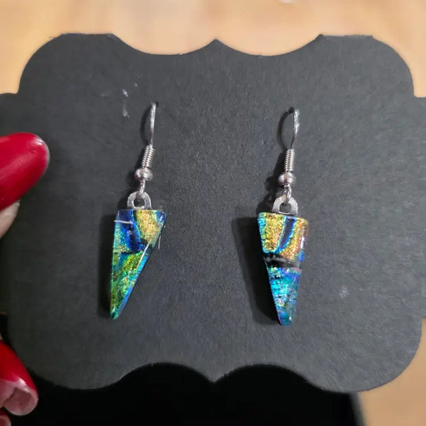 🌈✨ Dichroic Glass Earrings – Iridescent Color Magical Sparkle and Wearable Art! 🔮 Pair 4