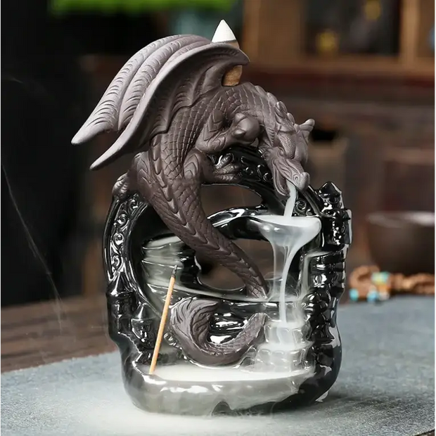 Dragon on Ledge Backflow Incense Burner - Incense & Burners