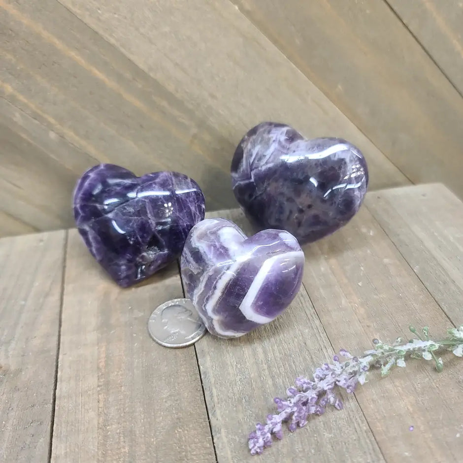 Dream Amethyst Hearts - Carvings