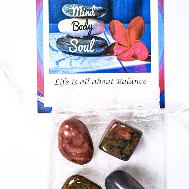 Balance Crystal Tumble Healing Bag (Unakite, Red Jasper, Gray Agate + Tiger’s Eye)