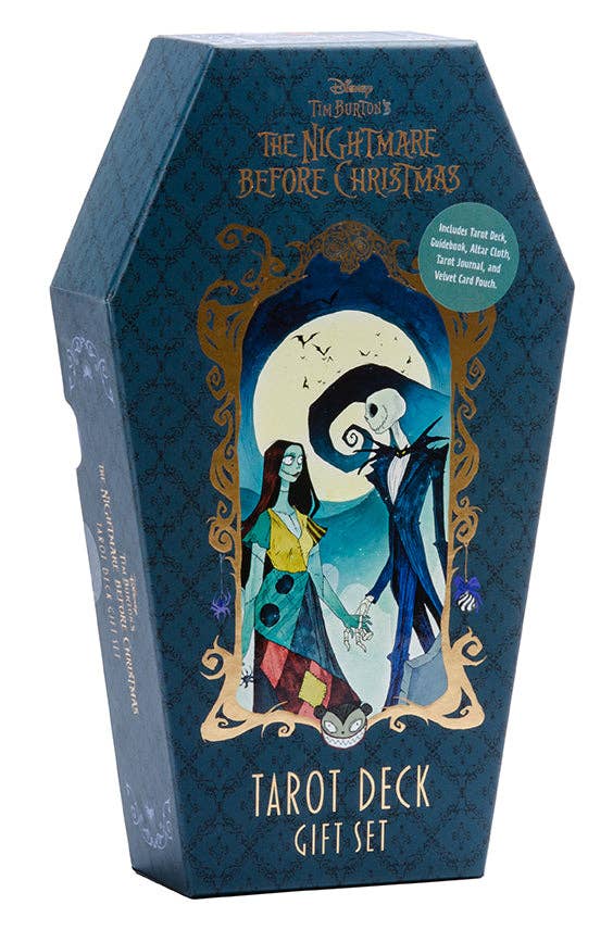 Disney Tim Burton’s The Nightmare Before Christmas Tarot Deck and Guidebook (Official Disney Set) – 78 Cards, 128-Page Guidebook, Altar Cloth, Guided Notebook, and Pouch