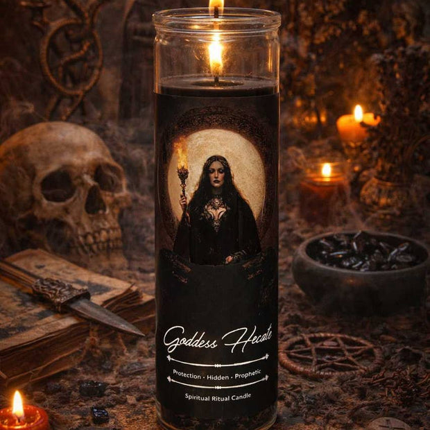 Goddess Hecate Ritual Jar Candle by Vrinda (8" x 2")