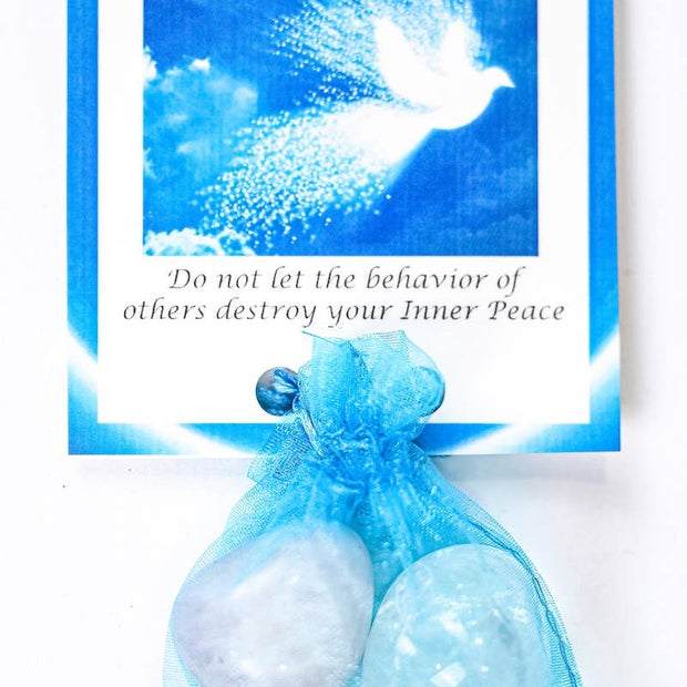 Peace Crystal Tumble Healing Bag (Rose Quartz, Clear Quartz, Amethyst + Aqua Onyx)
