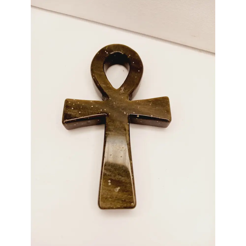 🔑✨ Egyptian Ankh Carvings 4–4.5’’ – Eternal Life Protection and Sacred Power 🌟 - 4 - Golden Sheen Obsidian - Carvings