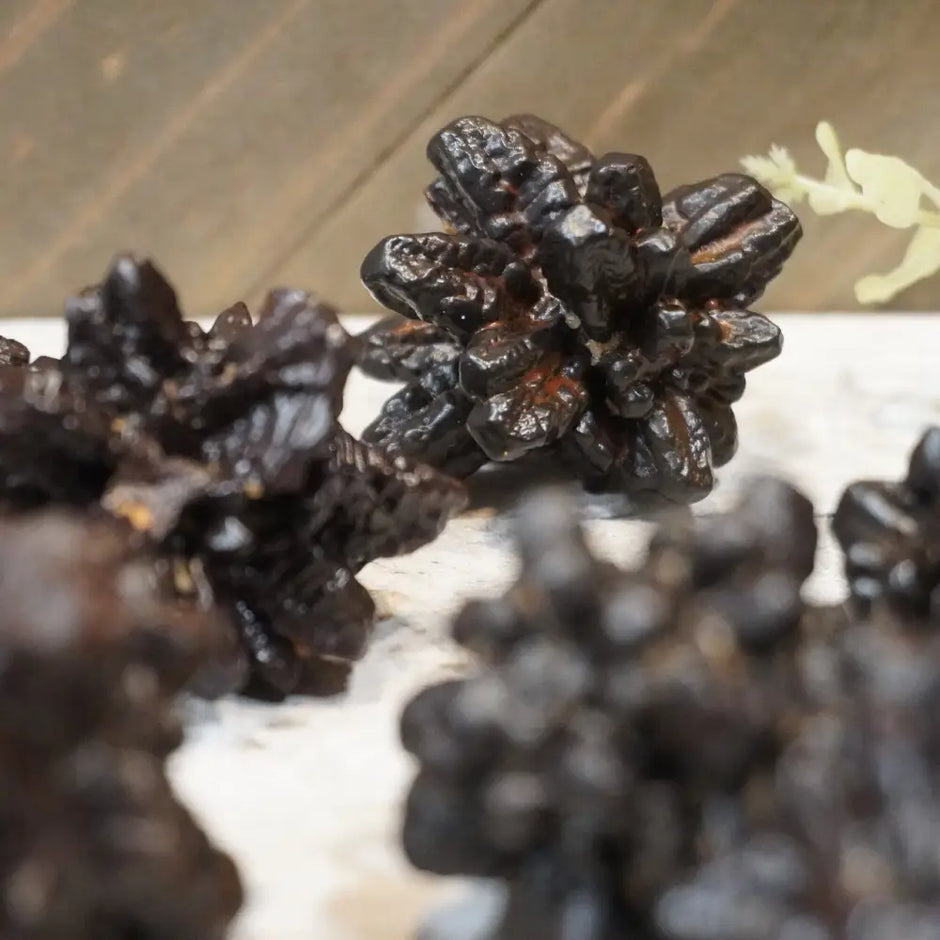 Crystalized Egyptian Prophecy Stone with intricate crystal formations and earthy tones, displayed on a white background.