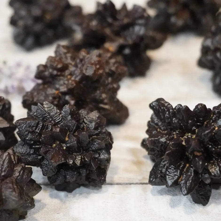 Crystalized Egyptian Prophecy Stone with intricate crystal formations and earthy tones, displayed on a white background.