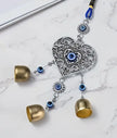 🧿💙 Evil Eye Heart Metal Wind Chime (9.8’’) – Protective Melody Heartfelt Energy and Mystical Decor! ✨ - Bags Pouches &