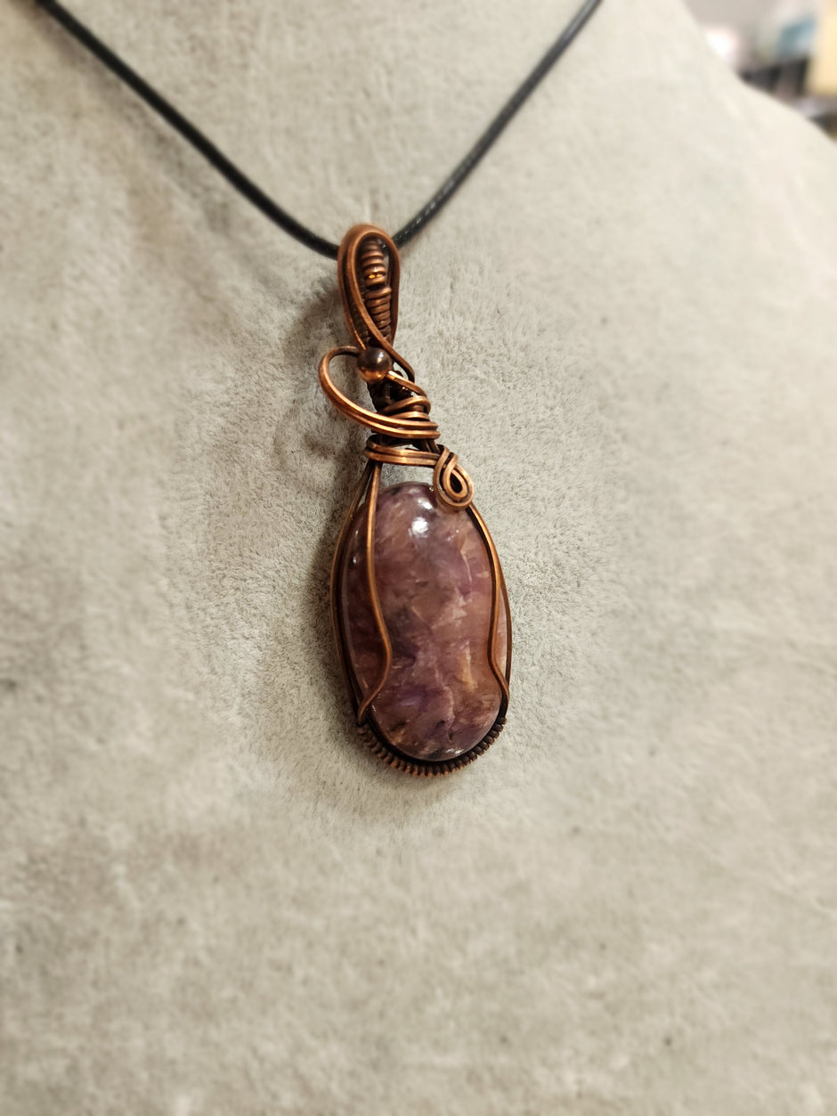 Exquisite Copper Wire Wrapped Stone Pendants - Charoite - Jewelry