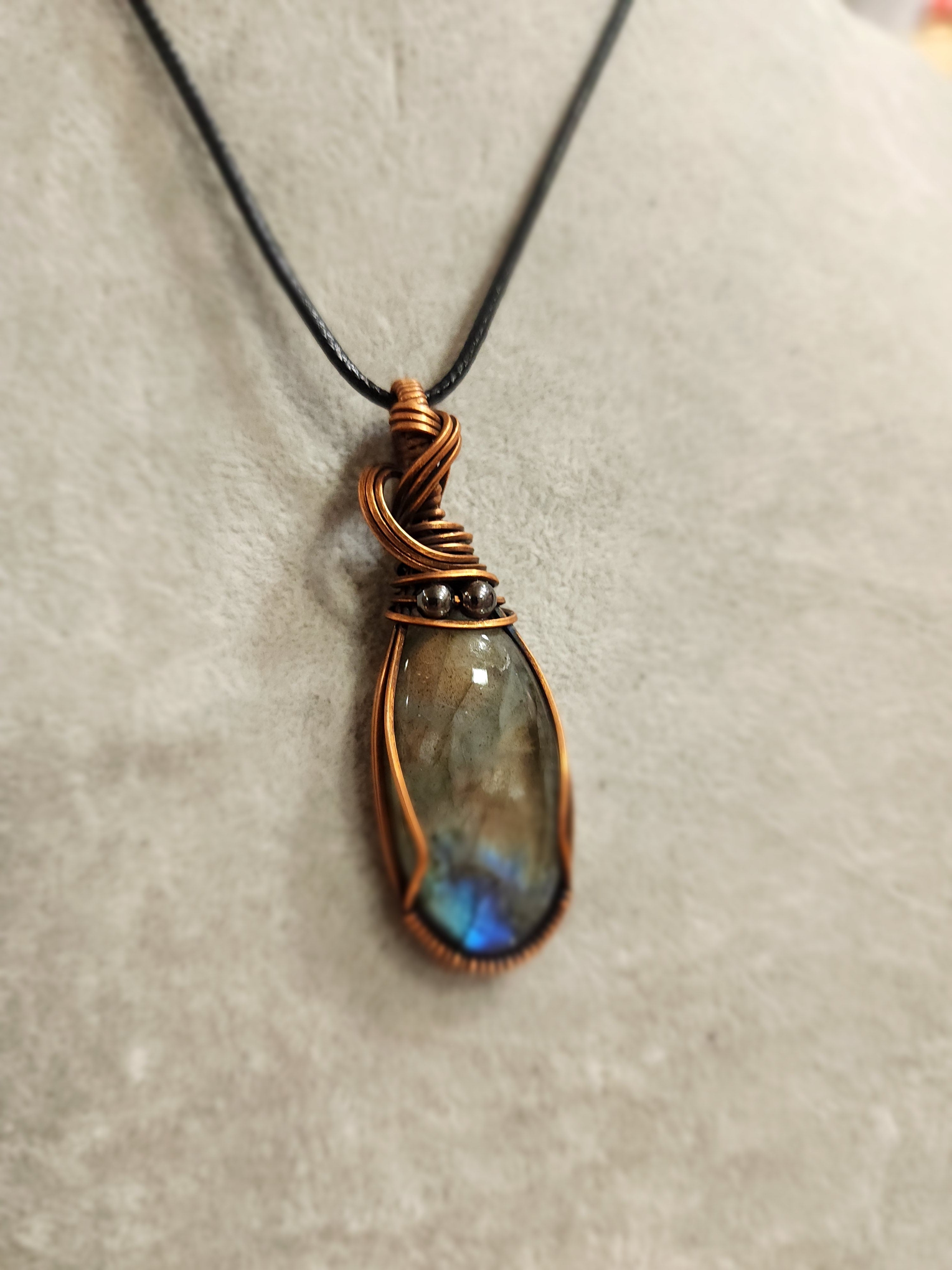 Exquisite Copper Wire Wrapped Stone Pendants - Ladradorite.. - Jewelry
