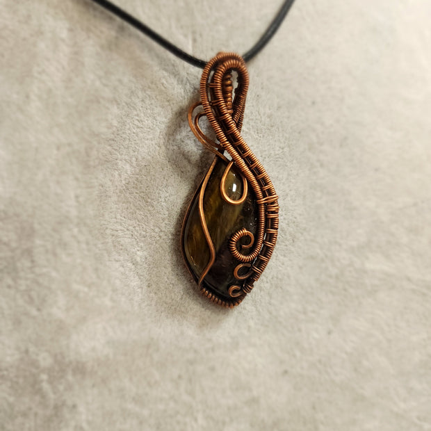 Exquisite Copper Wire Wrapped Stone Pendants - Tiger’s Eye - Jewelry