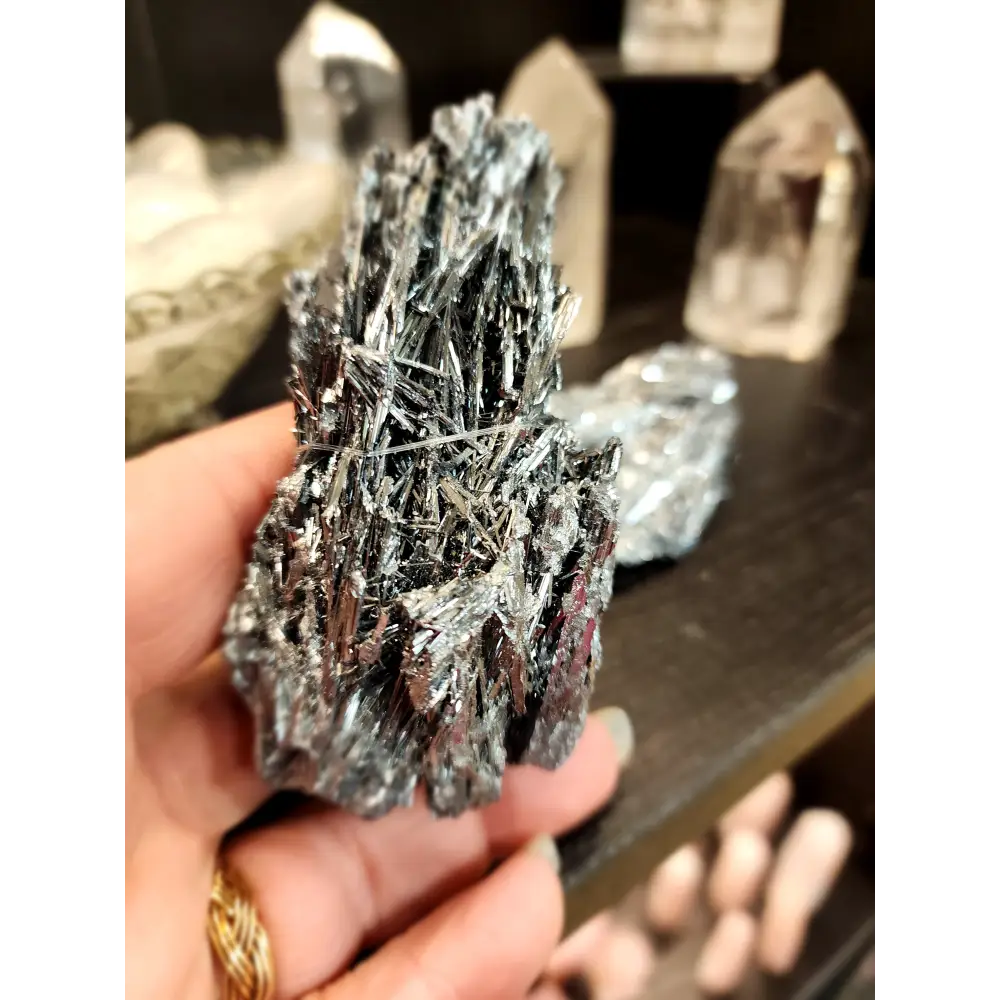 🌑✨ Exquisite Stibnite Specimen – A Display of Natural Elegance! 🖤 - Specimens
