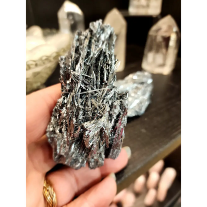 🌑✨ Exquisite Stibnite Specimen – A Display of Natural Elegance! 🖤 - Specimens