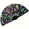 13-inch Bohemia Clacker Folding Fan – Neon Mushroom Design